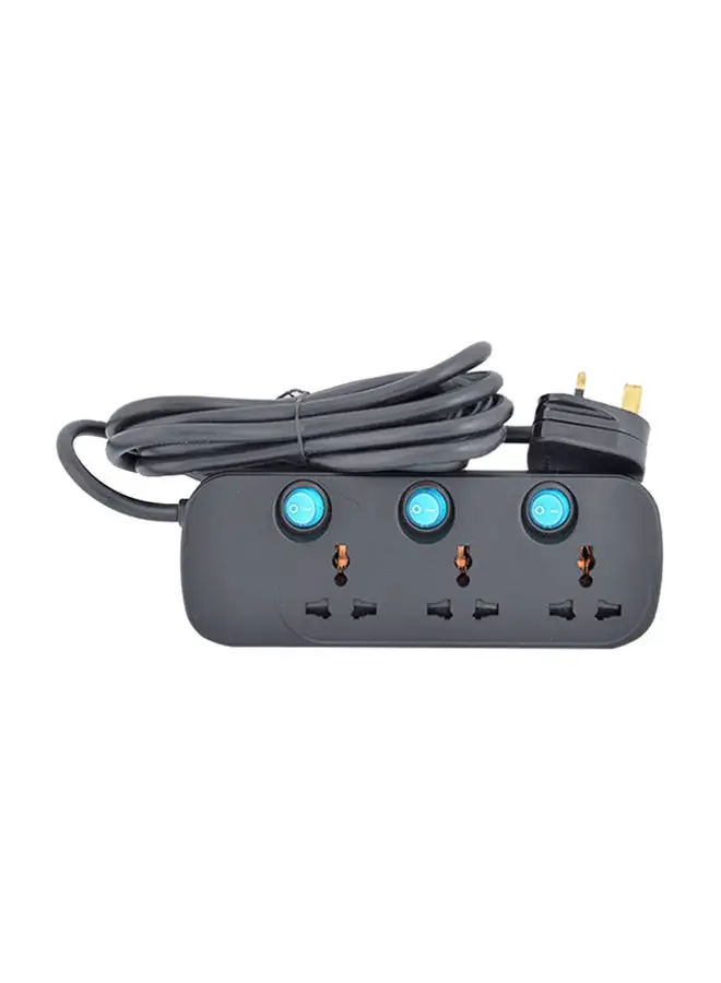 Terminator 3 Way Universal Power Extension Socket Black 5meter