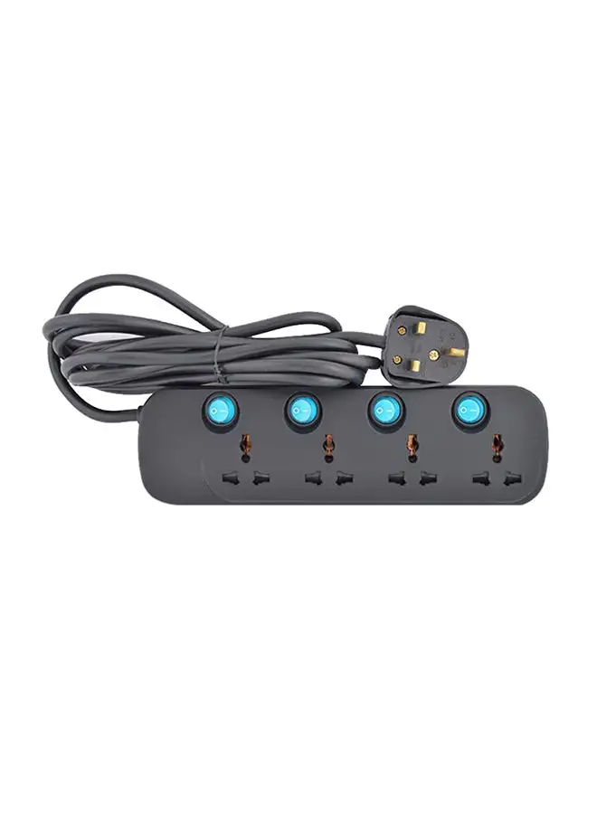 Terminator 4 Way Universal Power Extension Socket Black 3meter