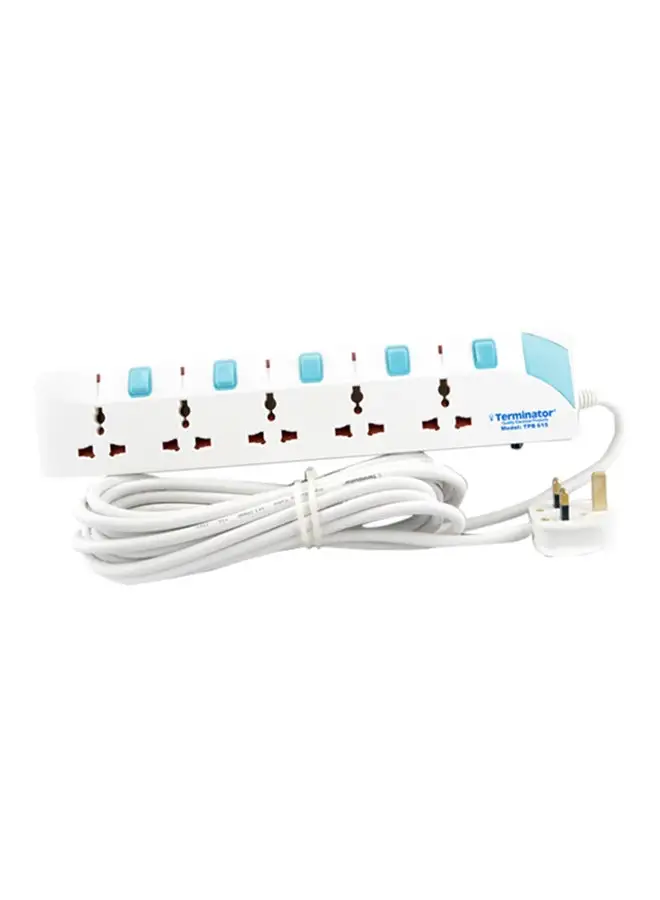 Terminator 5-Way Extension Socket White 5meter