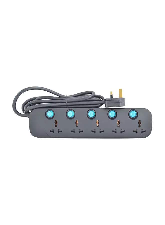 Terminator 5 Way Universal Power Extension Socket Black 3meter