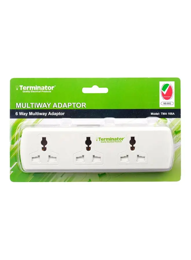 Terminator 6-Way Multi Adapter Universal White Tma 166A Esma Approved