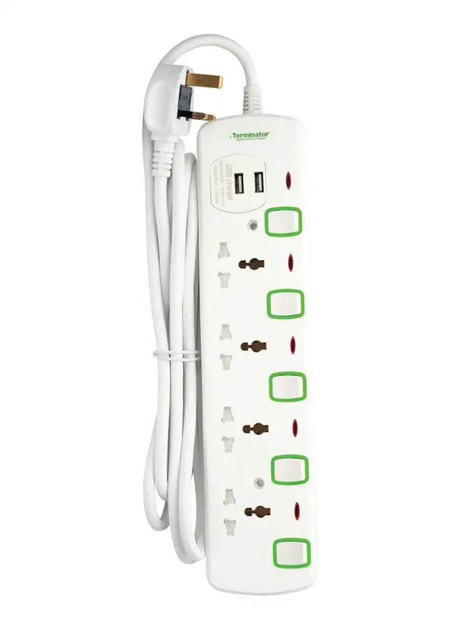 Terminator Universal Power Extension Cord White