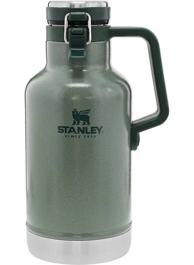 Stanley Classic Easy-Pour Growler 1.9L / 64oz Hammertone Green – Insulated Growler | Keeps Beer Cold & Carbonated | Stainless Steel | Leakproof | Easy to Carry | Dishwasher Safe | Lifetime Warranty