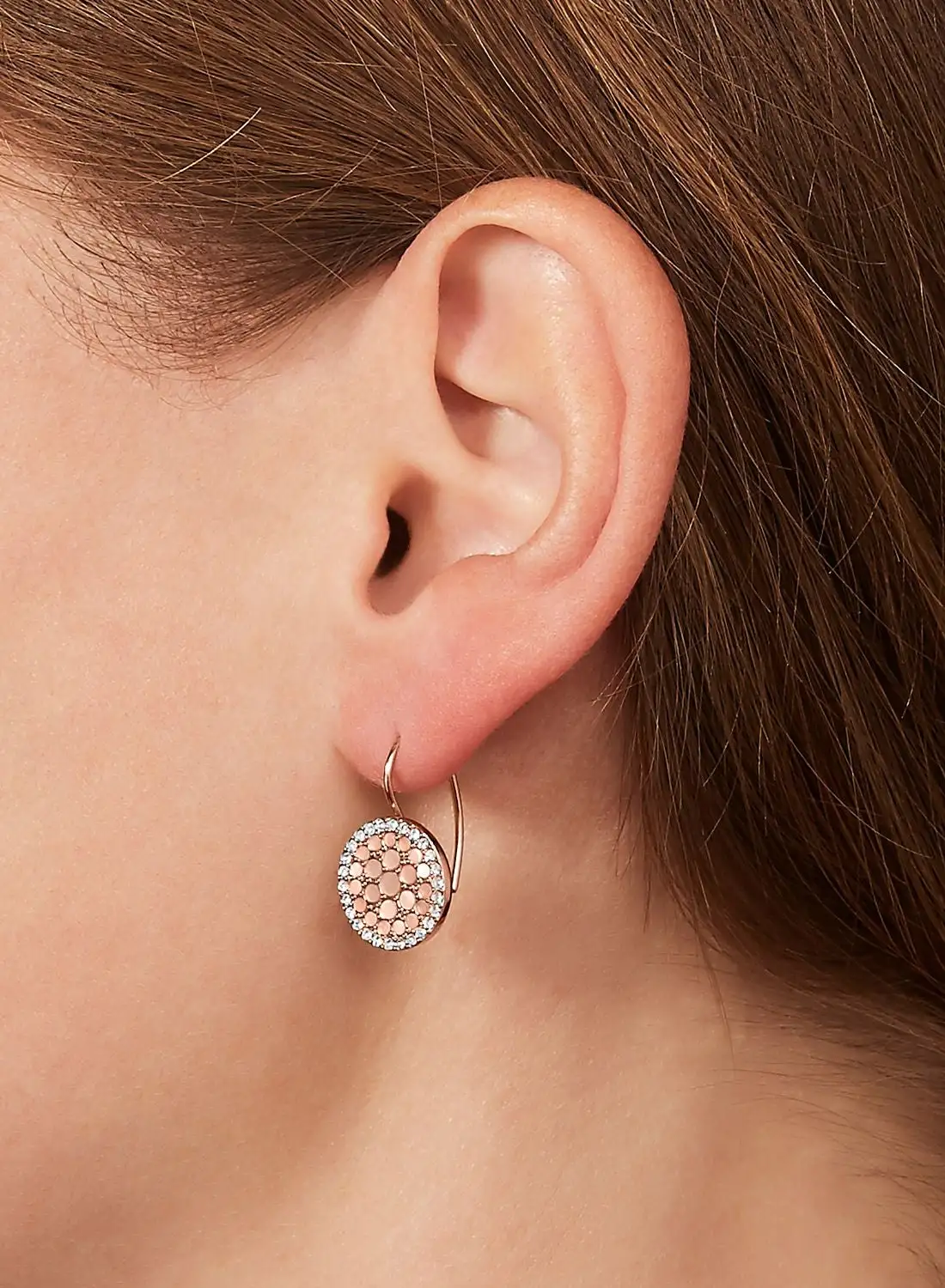 FOSSIL Pave Disk Drop Earrings