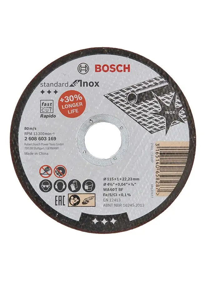 BOSCH Bosch Standard for Inox Rapido Cutting Disc 115x1, performs reliably in Inox | Model: 2608603169