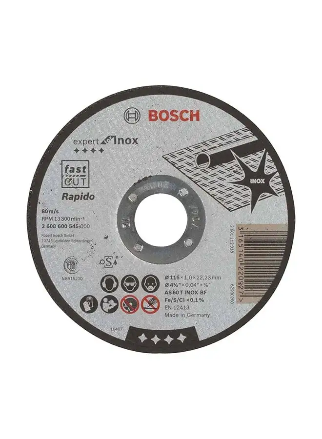 BOSCH Bosch Expert for Inox Rapido Cutting Discs 15x1, 22.23 mm bore for standard locking nut angle grinders. | Model: 2608600545