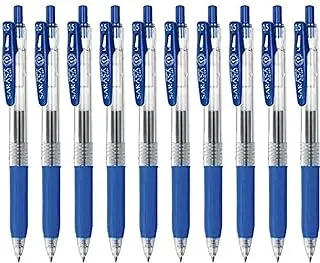 Zebra Sarasa Clip Retractable Gel Ink Pen, Rubber Grip, 0.5mm, Blue Ink, Value Set of 10