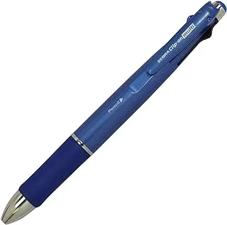 Zebra Clip-On 1000, 4 Color 0.7 mm Ballpoint Multi Pen 0.5 Pencil, Blue Body (B4SA2-BL)