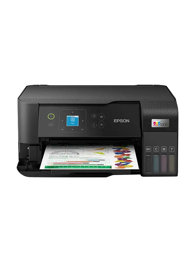 طابعة EPSON EcoTank L3560 Home Ink Tank، طابعة A4 ملونة عالية السرعة 3 في 1 مع واي فاي مباشر، طابعة صور، مع اتصال التطبيق الذكي، أسود