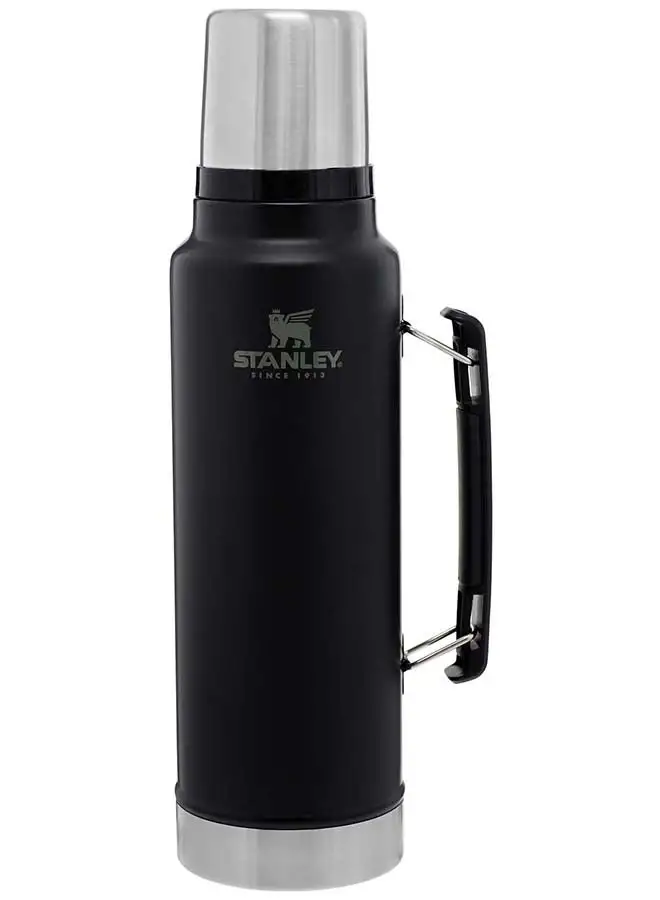 Stanley Classic Legendary Bottle 1L / 1.1QT Matte Black – BPA FREE Stainless Steel Thermos | Keeps Cold or Hot for 24 Hours | Leakproof Lid Doubles as Cup | Dishwasher Safe | Lifetime Warranty