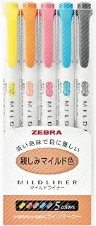 Zebra Highlighter Mildliner, 5 Friendly Color Set (WKT7-N-5C)