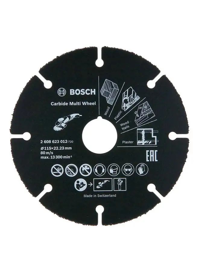 BOSCH Bosch Carbide Multi Wheel Cutting Disc 115mmx22.23, With 22.23 mm bore for standard locking nut angle grinders. | Model: 2608623012