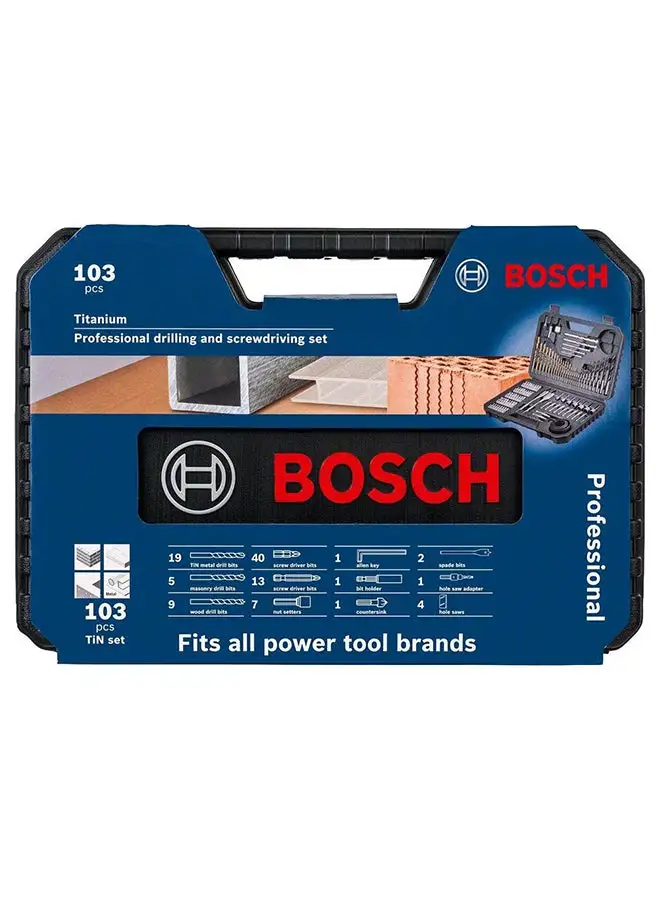 BOSCH Bosch Professional 103PC Drill Bit Accessory Set, 103 pcs of drill and screw driver bit set. | Model: 2608594070