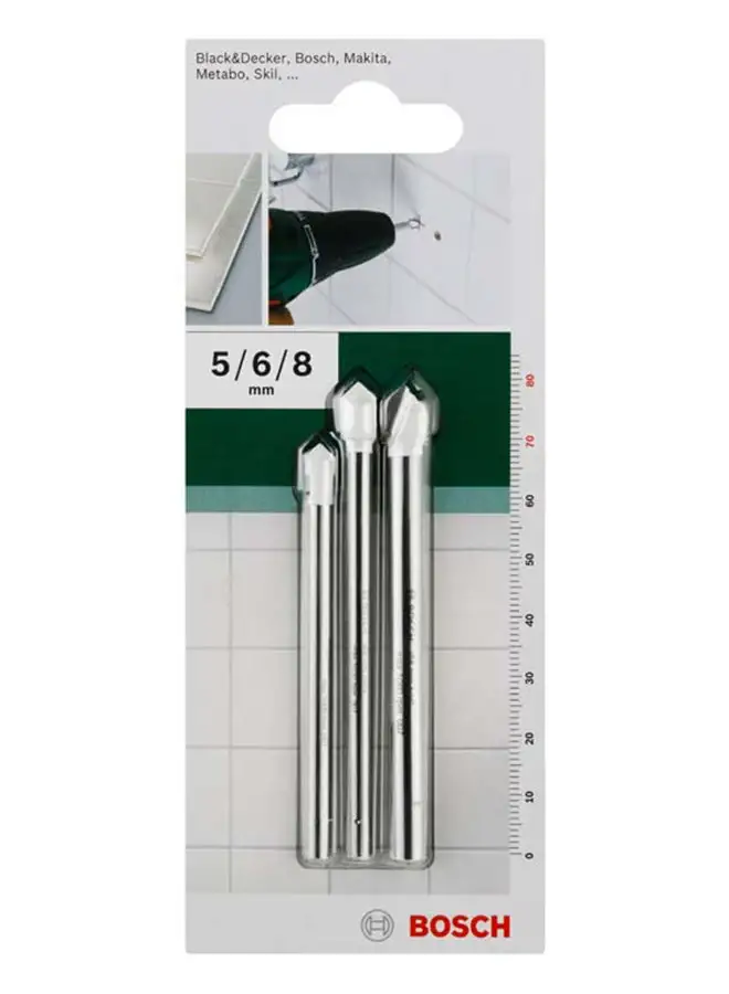 BOSCH Bosch Tile Drill Bit Set 3 Pieces, Precise drilling in soft and medium density tiles | Model: 2609255588