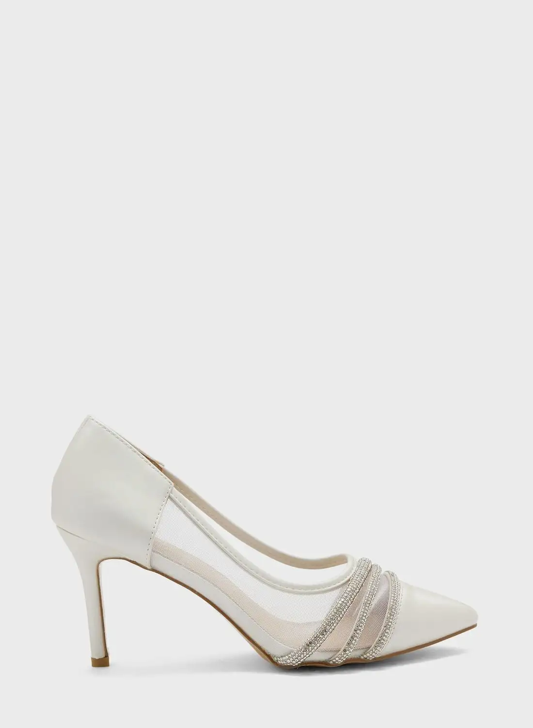 Ella Limited Edition Diamante Detail And Sheer Pointed Pump