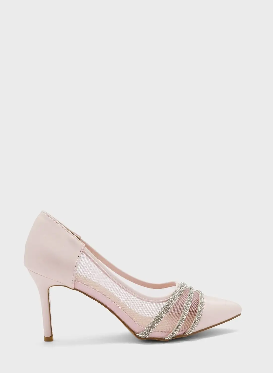 Ella Limited Edition Diamante Detail And Sheer Pointed Pump