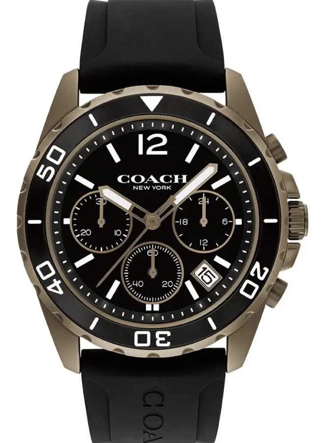 COACH Men's Chronograph Round Shape Silicone Wrist Watch 14602643 - 44 Mm