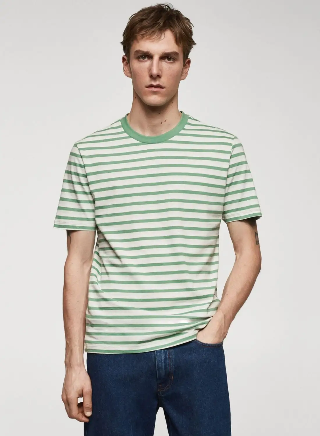 Mango Man Stripe Crew Neck T-Shirt