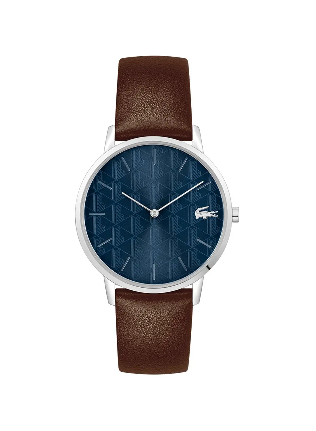 LACOSTE Men's Analog Round Shape Leather Wrist Watch 2011307 - 40.5 Mm