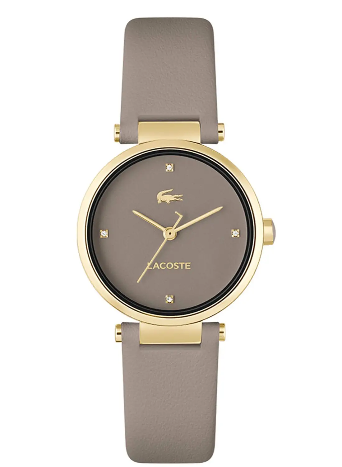 LACOSTE Women's Analog Round Shape Leather Wrist Watch 2001334 - 30 Mm