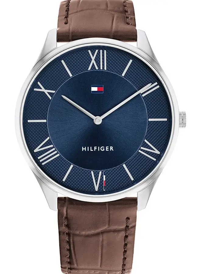 TOMMY HILFIGER Men's Analog Round Shape Leather Wrist Watch 1710536 - 43 Mm