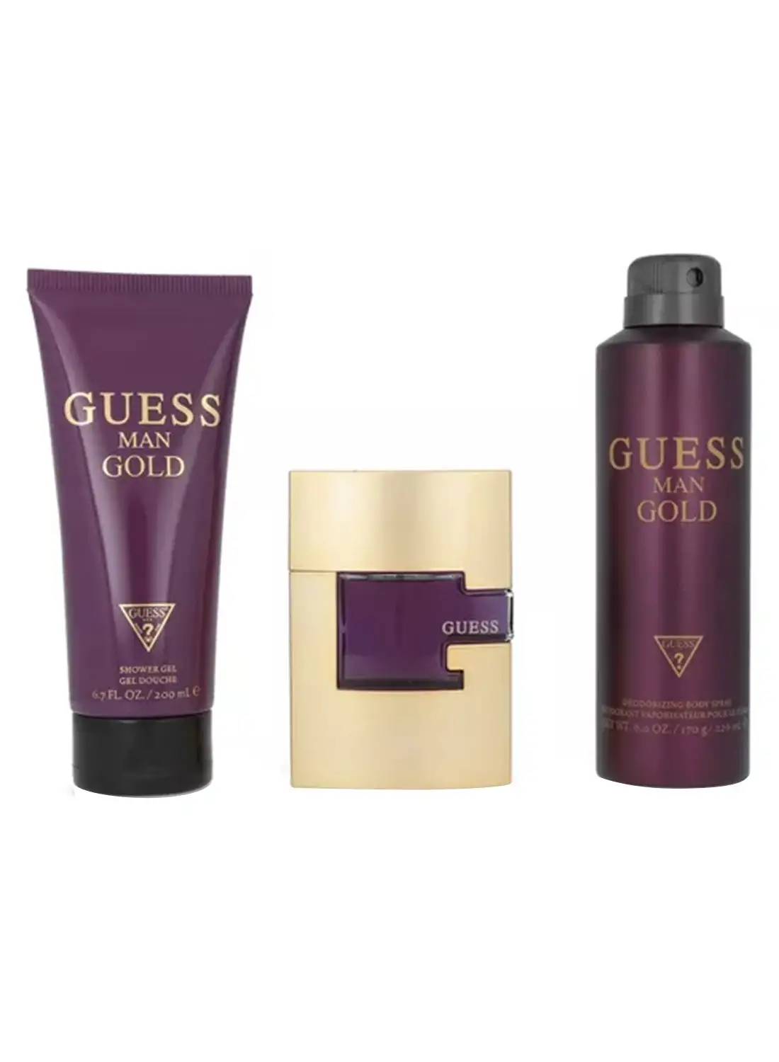 GUESS Gold Gift Set EDT 75 ml, Shower Gel 200 ml, Body Spray 226ml