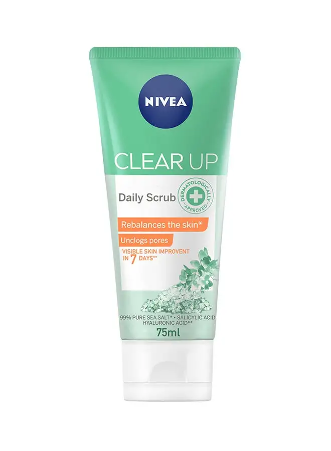 Nivea Daily Exfoliating Face Srub Clear Up Unclog Pores With Sea Salt Salicylic And Hyaluronic Acid 75ml