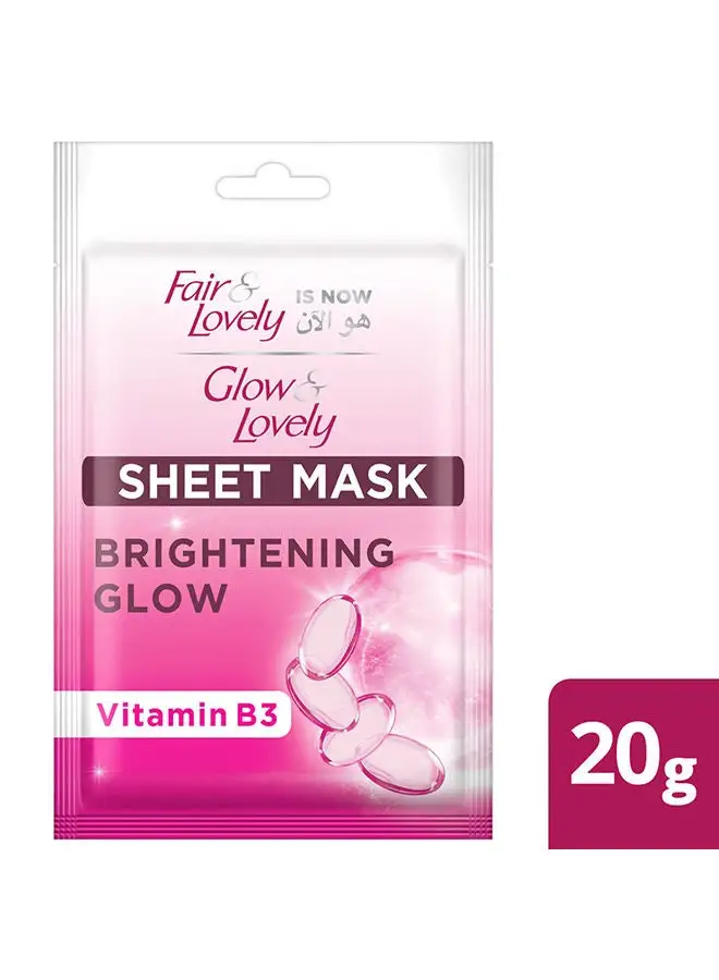 Glow & Lovely Vitamin Boost Sheet Mask For Radiant Skin Brightening Glow 20grams