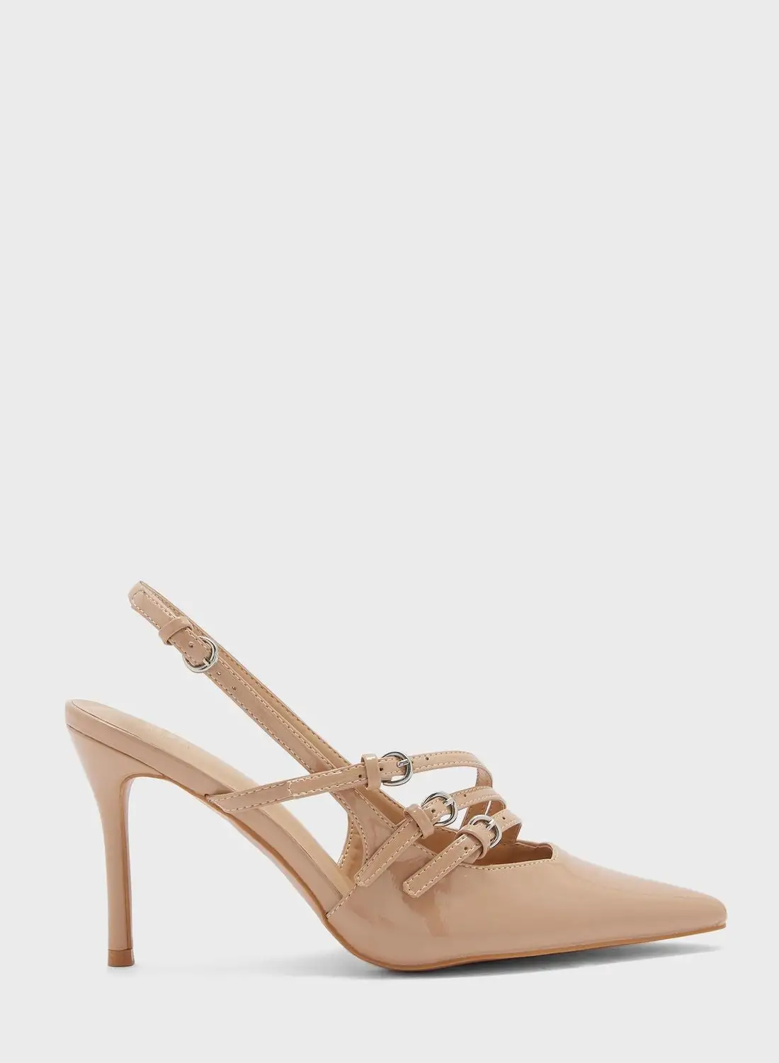 ELLA Strappy Buckle Patent Pumps