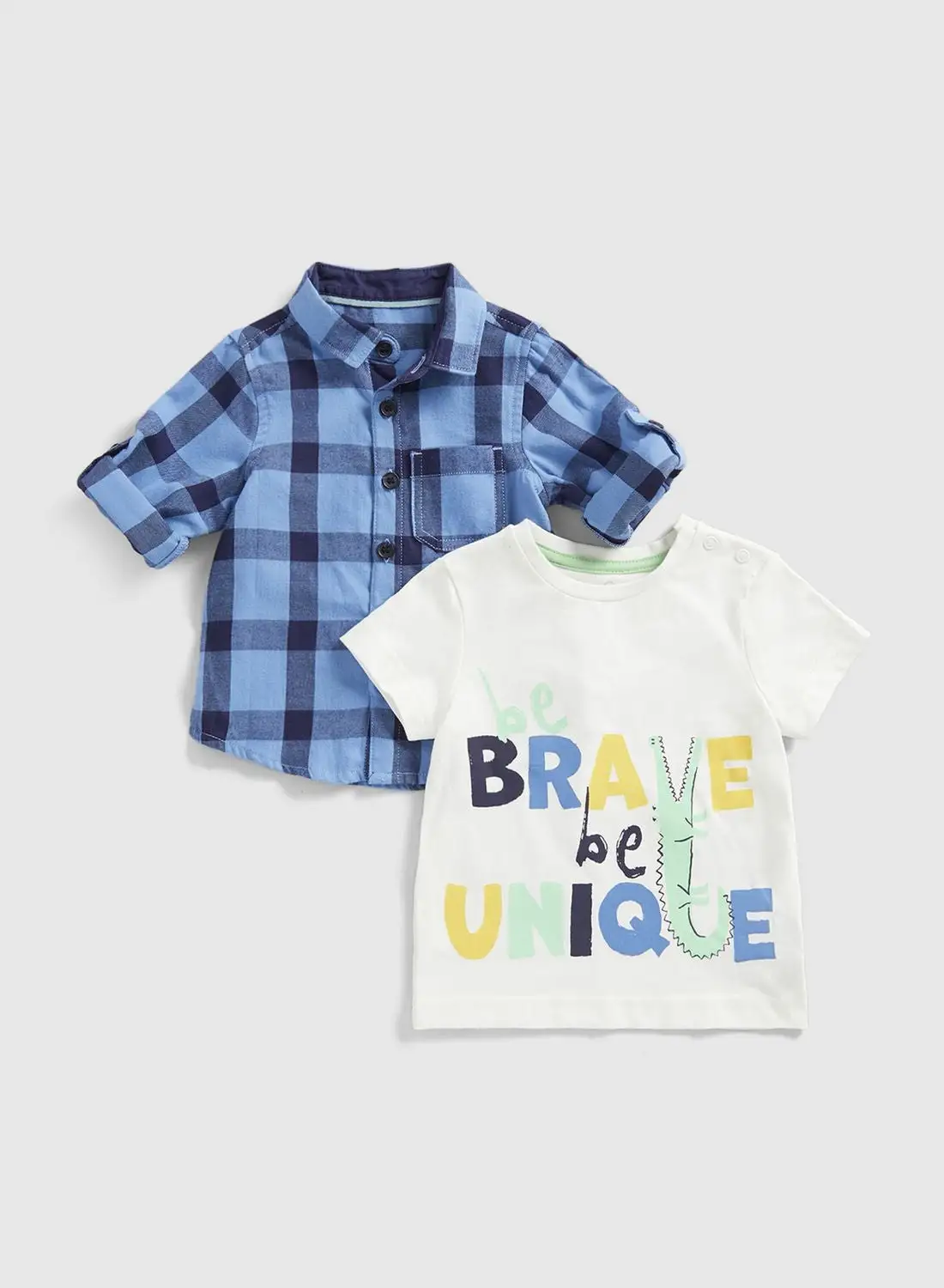 mothercare Kids Checked Shirt & T-Shirt Set