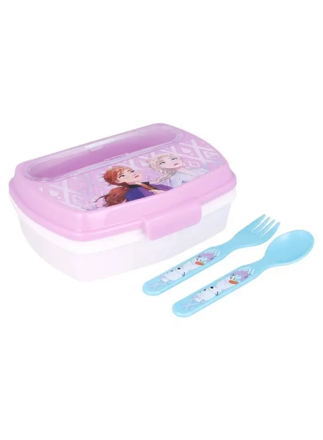 Disney Funny Sandwich Box with Cutlery Frozen Elements BPA Free Portable Lunch Container for Kids Customizable Design Perfect for Disney Cars Fans