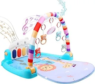 Baby Play Mat,Atejao Baby Gym with Kick&Play Piano Center and LED Lights,Padded Baby Activity Mat with Adjustable Arch,Toys&Self Mirror,Play Gym Mat Ideal Baby Shower Gifts for Newborn Toddler Infants