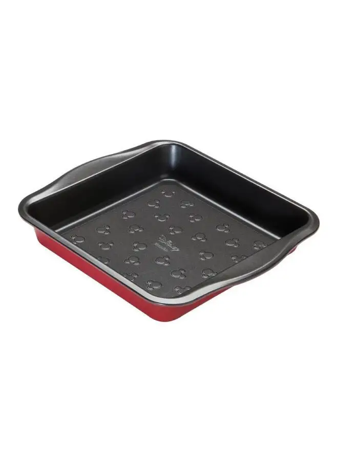 Prestige Prestige New Disney Bake with Mickey Mouse Square Cake Tins for Baking - Non Stick 9 Inch Cake Tin, Carbon Steel Bakeware, Red & Black