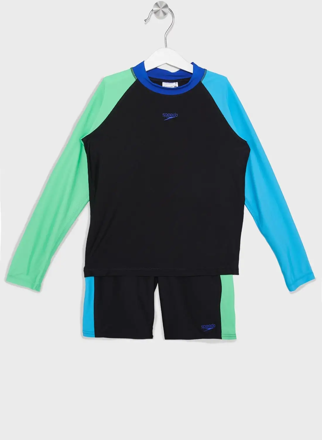 speedo Kids Colorblock Rash Top & Jammer Set