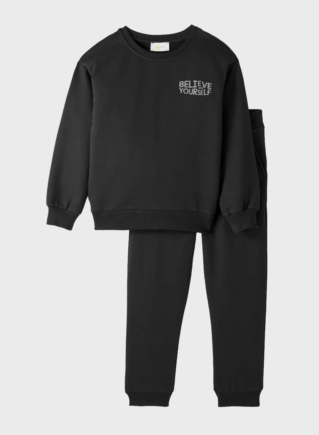 JUNE Kids Slogan Sweatshirt & Sweatpants Set