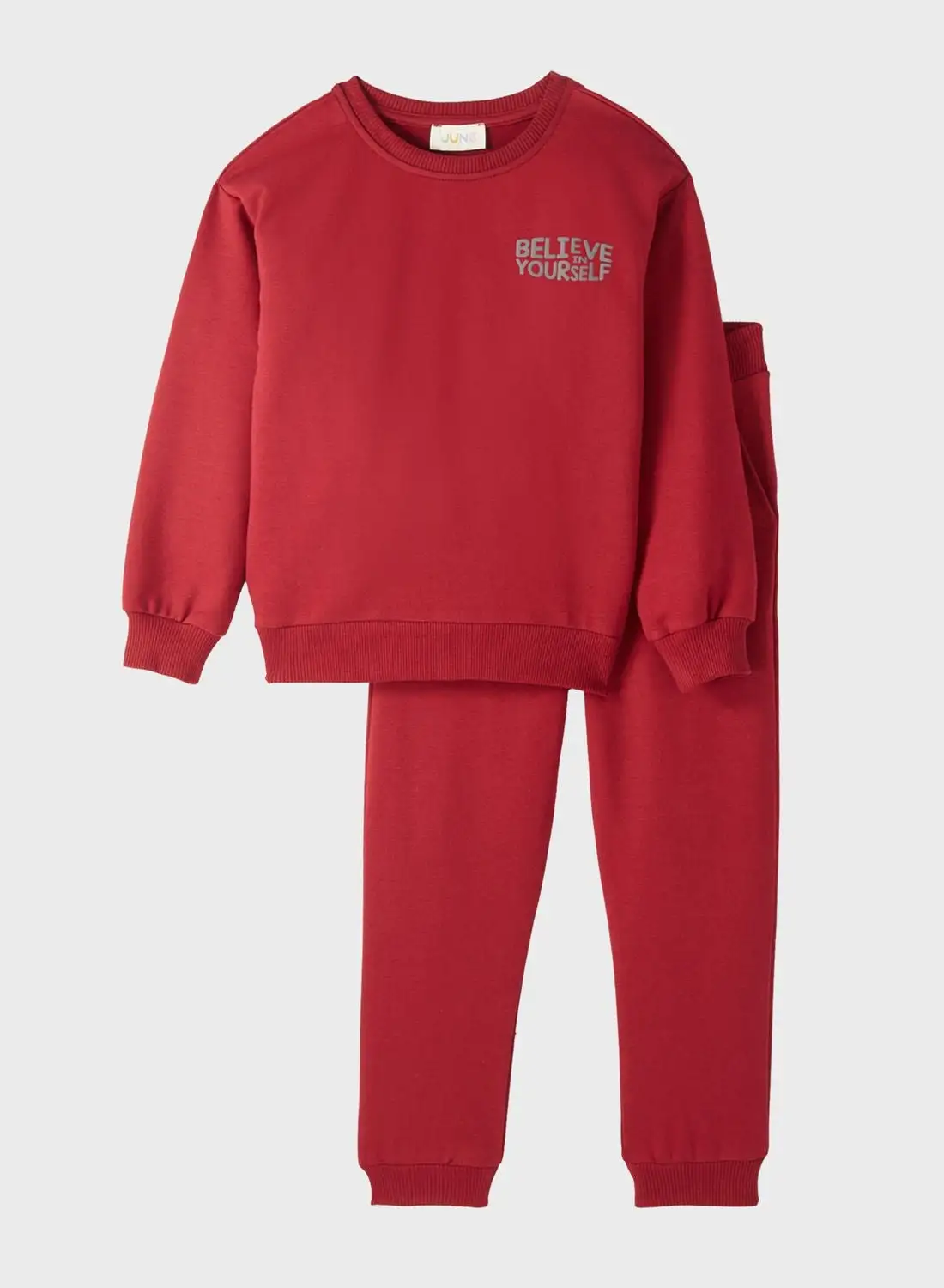 JUNE Kids Slogan Sweatshirt & Sweatpants Set