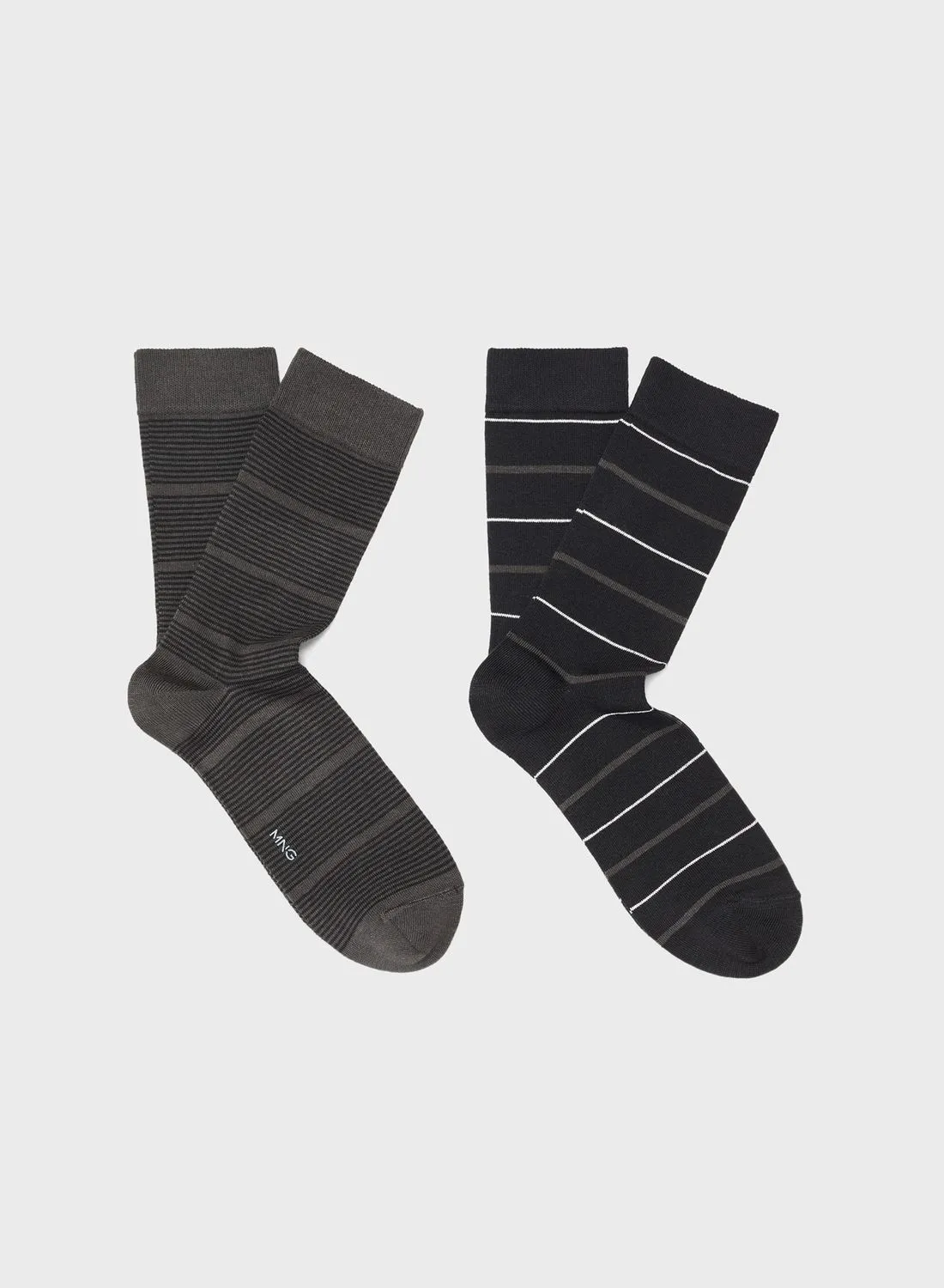 Mango Man 2 Pack Striped Crew Socks