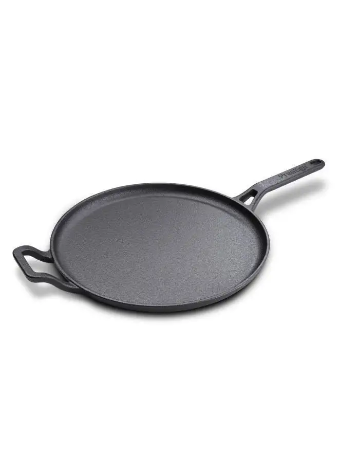 Prestige Prestige Cast Iron Flat Tawa 28 cm | Induction Cast Iron Tawa Pan for Roti/Chapati/Dosa with Stick Handle | Pre-Seasoned Cast Iron Cookware PR48885