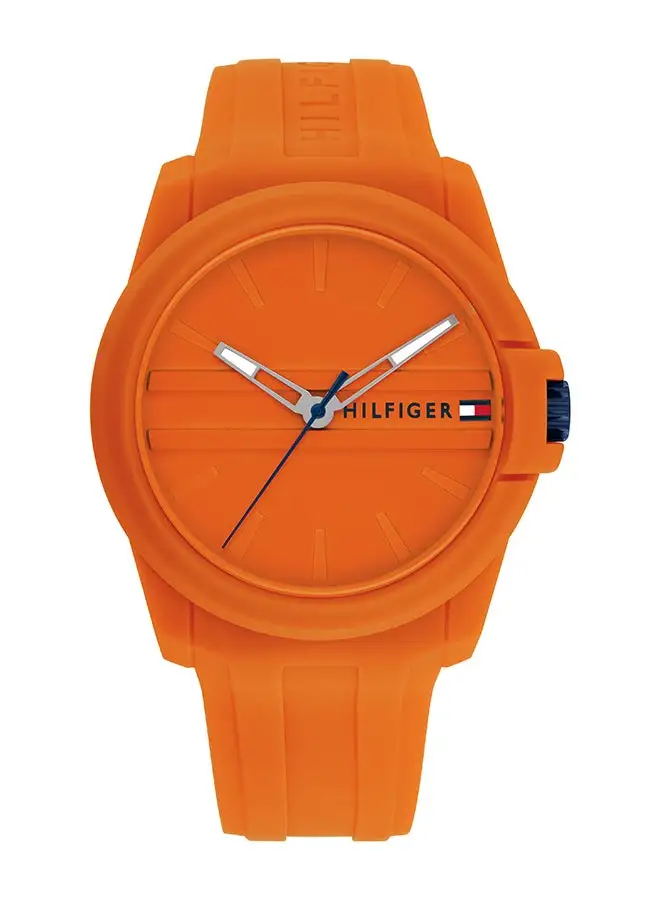 TOMMY HILFIGER Men's Analog Round Shape Silicone Wrist Watch 1710597 - 44 Mm