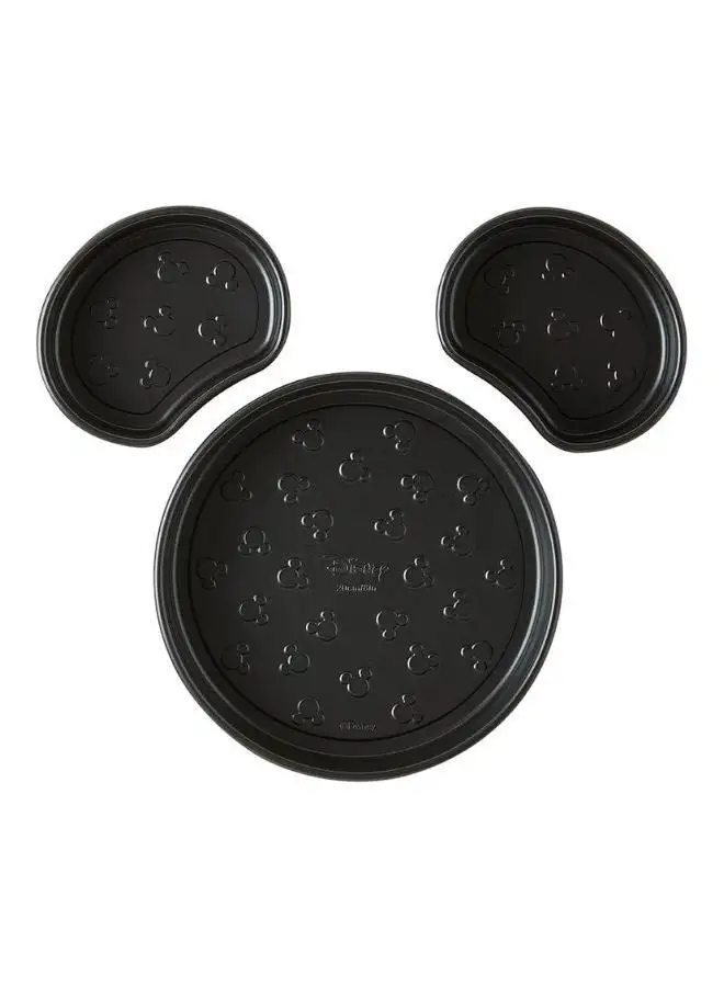 Prestige Prestige New Disney Bake with Mickey Mouse 3 Piece Mickey Head Cake Tins for Baking - Non Stick Cake Tin, Carbon Steel Bakeware, Red & Black