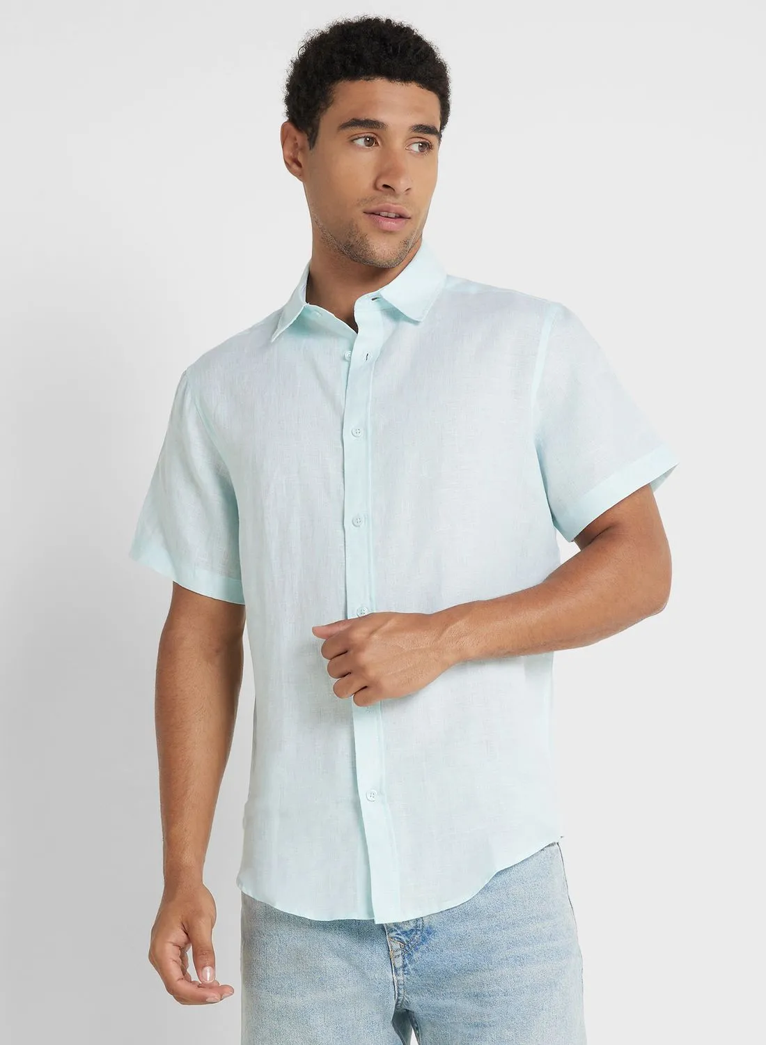 Robert Wood Short Sleeve Linen Shirt