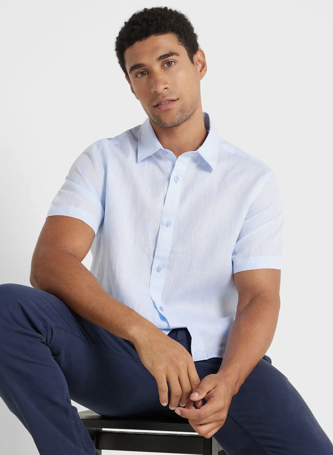 Robert Wood Short Sleeve Linen Shirt