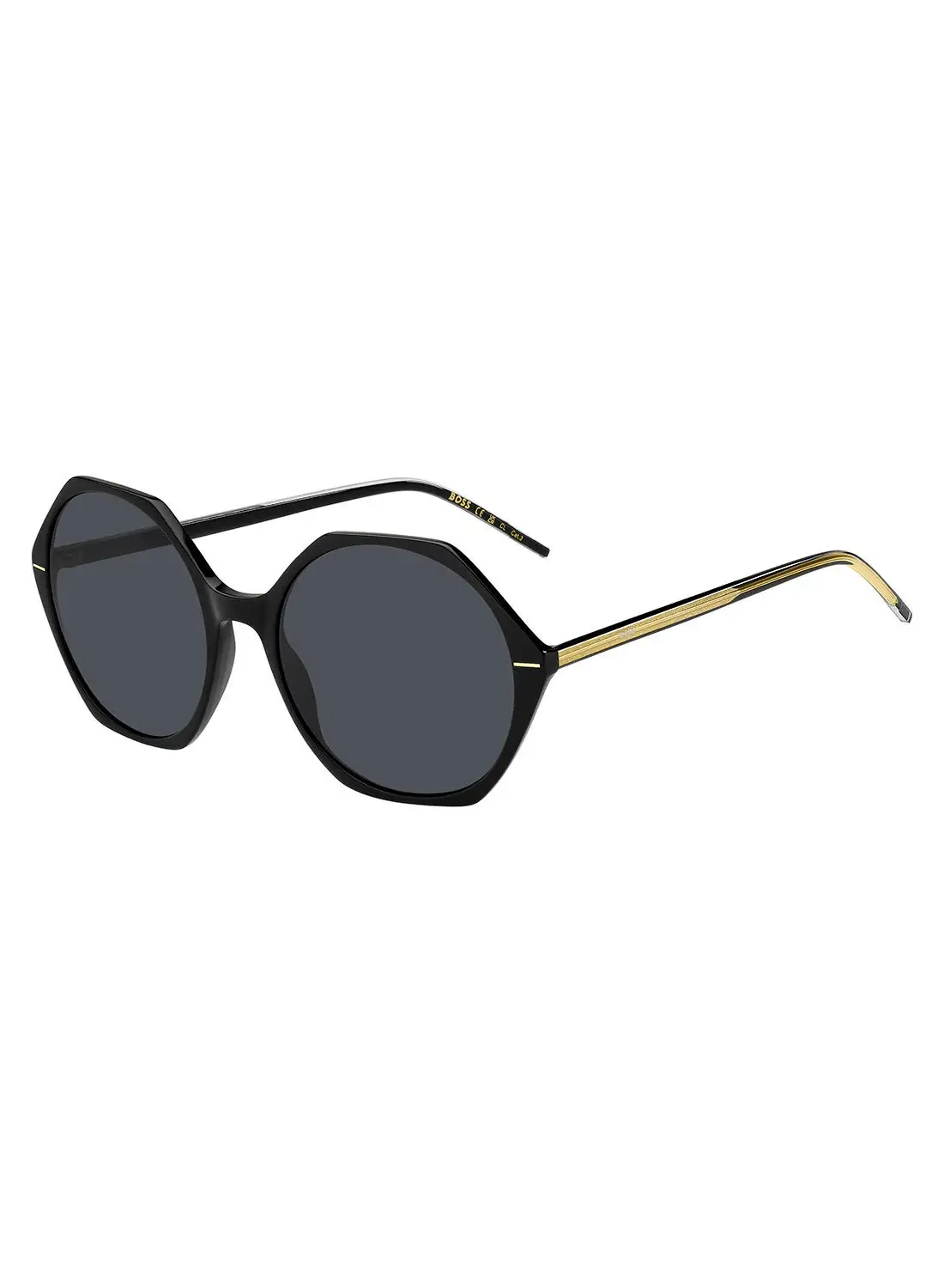 HUGO BOSS Women's UV Protection Round Sunglasses - Boss 1585/S Black Millimeter - Lens Size: 56 Mm