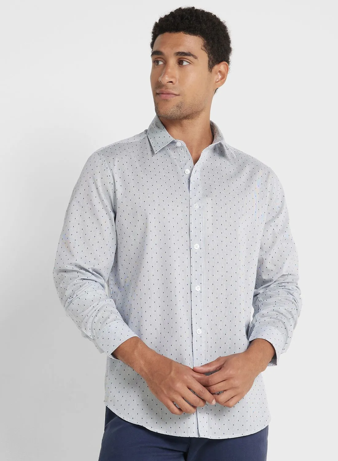 Robert Wood Long Sleeve Geo Print Shirt