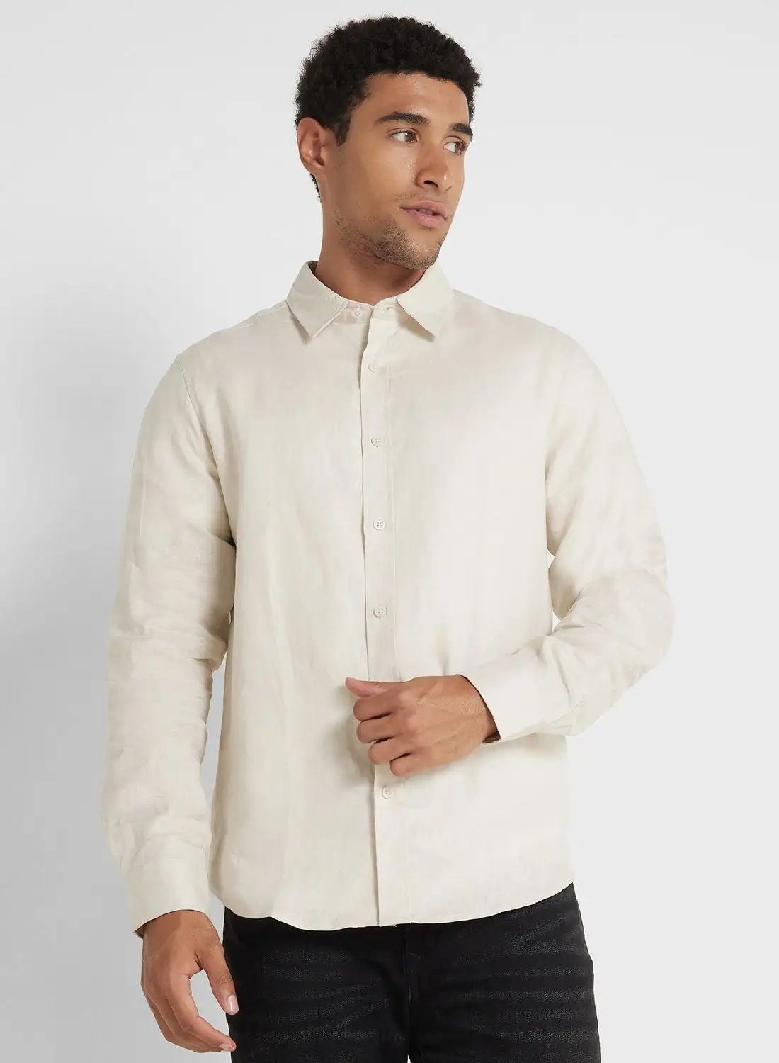 Robert Wood Long Sleeve Linen Shirt