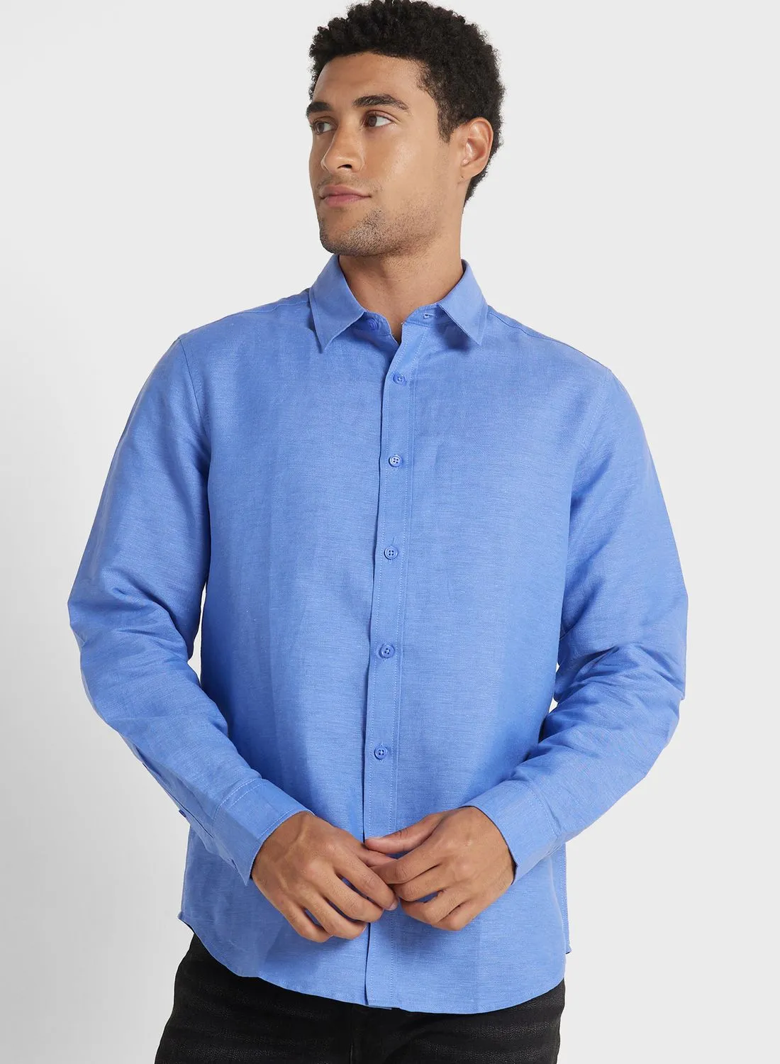 Robert Wood Long Sleeve Linen Shirt