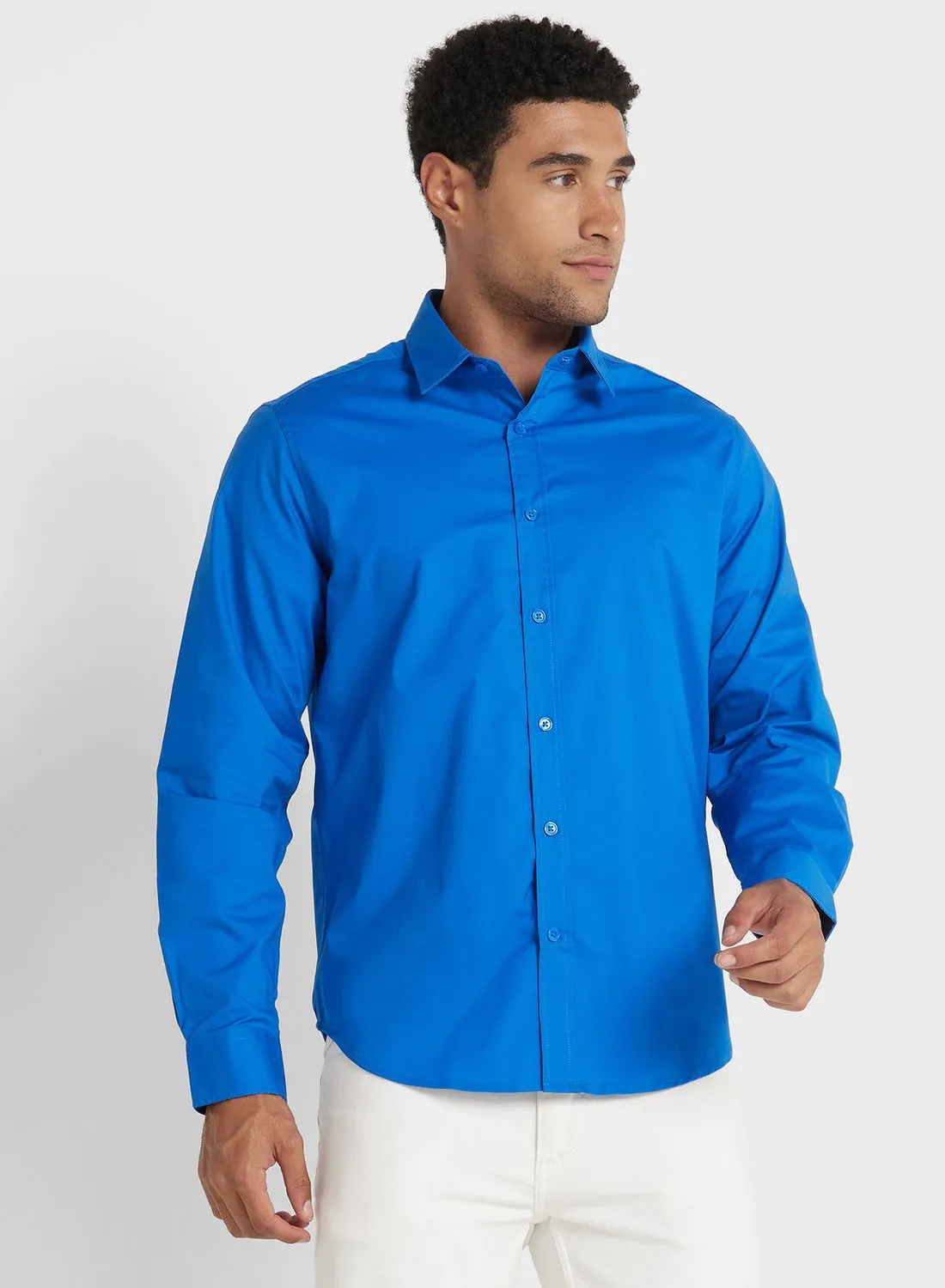 Robert Wood Long Sleeve Stretch Poplin Shirt