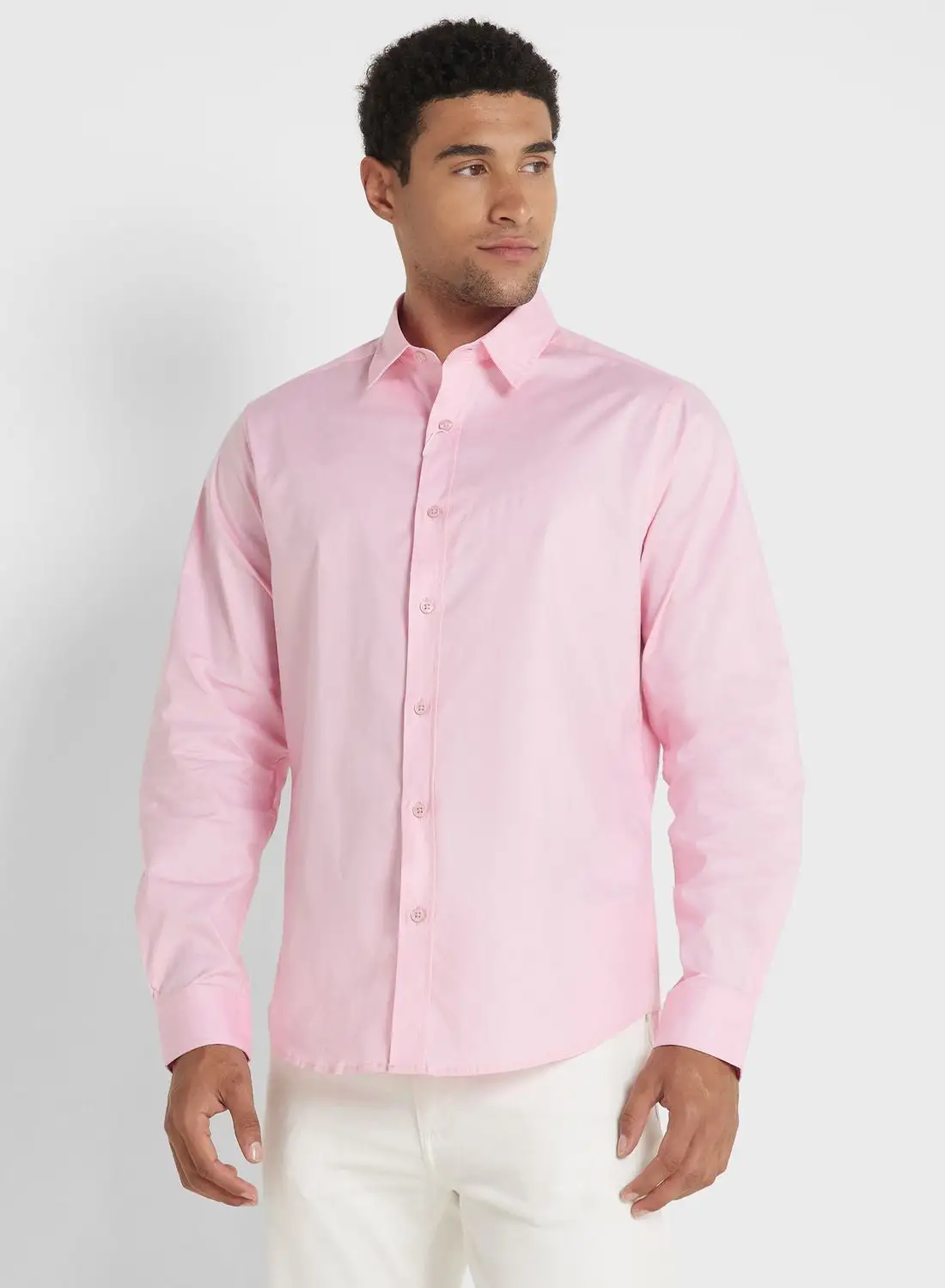 Robert Wood Long Sleeve Stretch Poplin Shirt