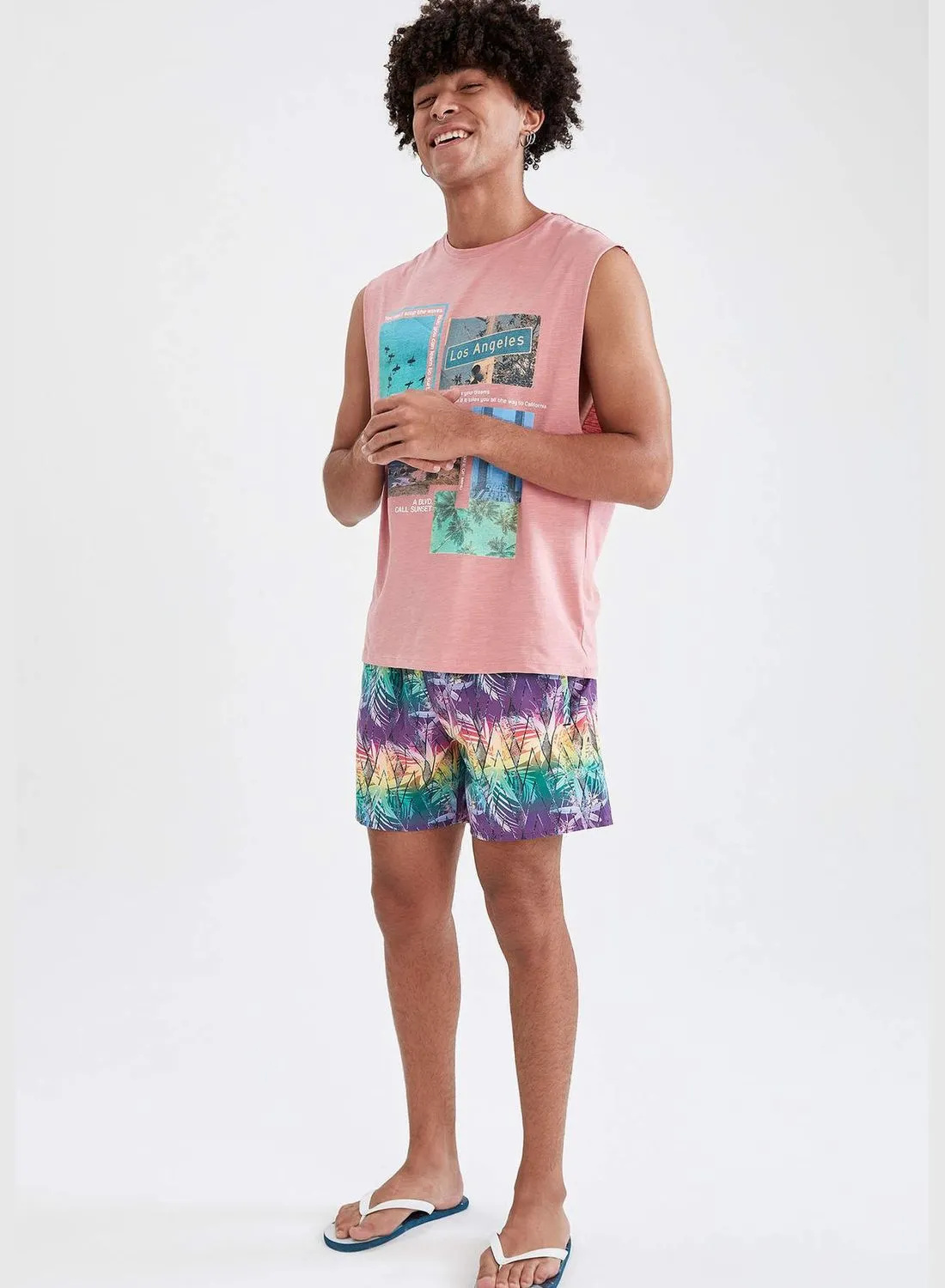 DeFacto Patterned Shirred Waist Swim Short