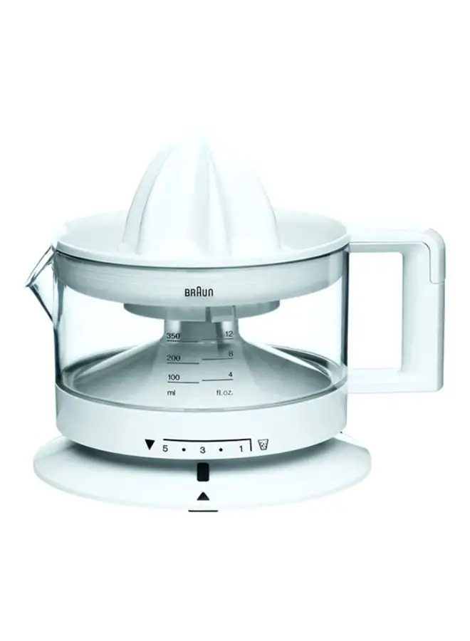 BRAUN Citrus Juicer, 5 Levels Adjustable Control, Anti Drip Spout, Dishwasher Safe 350-400 ML 350 ml 20 W CJ3000 White